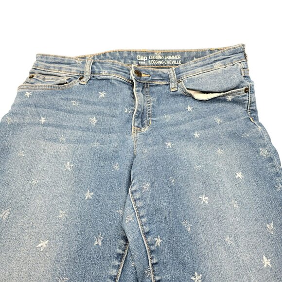 Gap Womens Star Print Light Blue Denim Legging Skimmer Jeans Size 12 JJ3914 - Picture 1 of 9